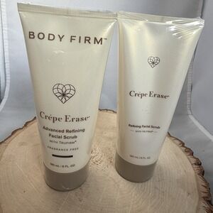 2x Body Firm CREPE ERASE Advanced Facial Refining Scrub NEW SEALED 6 oz